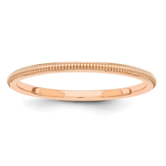Kazi Luxury 14k Rose Gold 1.5mm Milgrain Stackable Band Size 6.5